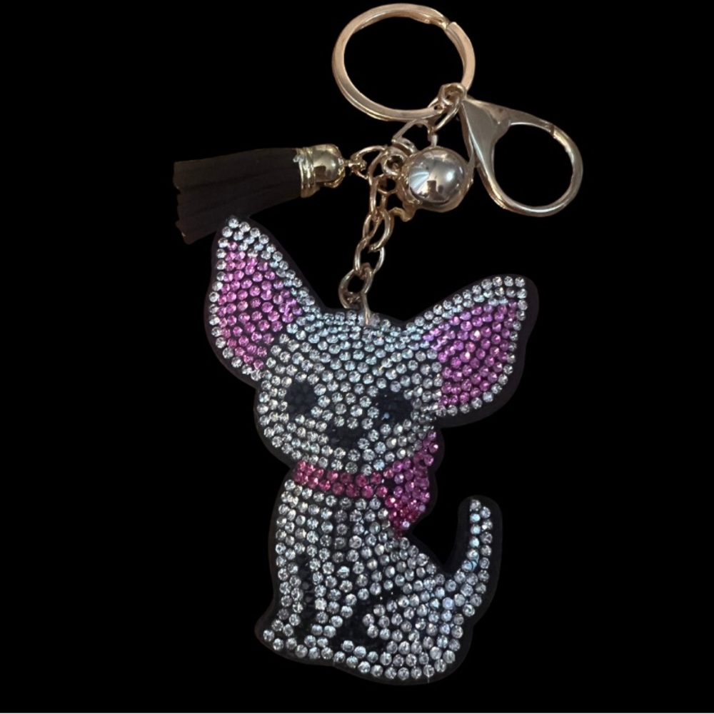 Crystal Embellished Chihuahua Key Holder/Purse Charm